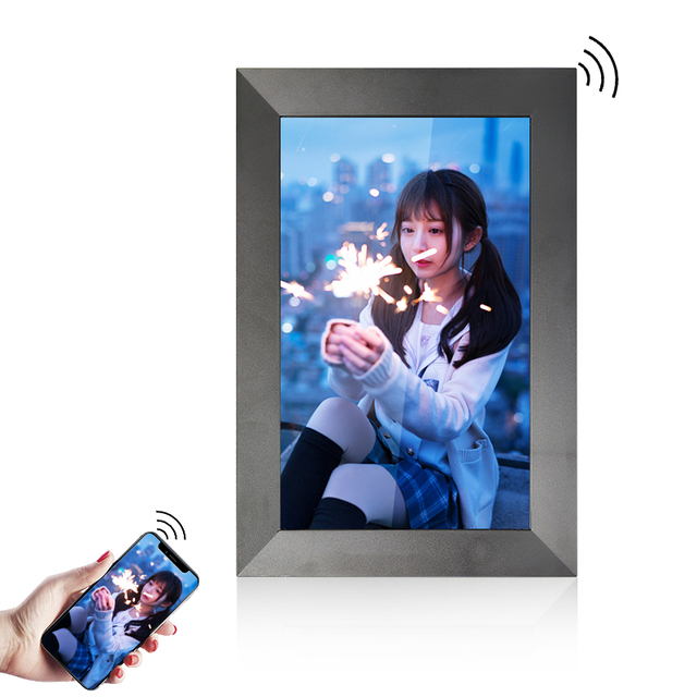 10.1 Inch Touch Screen Extra Large Digital Photo Frame with Video Playback Calendar Alarm Wi-Fi for Desk/Wall Mounting