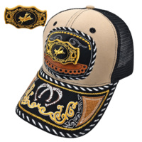 Kustom 3D tapal kuda Logo logam topi Snapback unik etnik gaya Barat modis kain jala untuk memancing luar ruangan