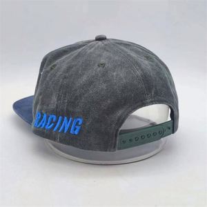 Custom 5 Panel Vintage Flat Bill Embroidery logo Snapback Cap <b>Hat</b> - Product Image 2
