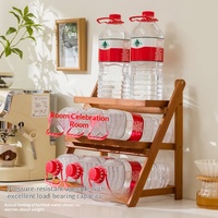 Étagère de présentation pliable en rotin à trois niveaux, support en bambou pour comptoir de cuisine, bar à café, rangement et organisation à domicile