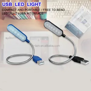 Mini Ultra Heldere Led Boek Lamp Flexibele Metalen Paal Draagbare Usb Nachtlampje Voor Slaapkamer Woonkamer Laptop Computer Pc