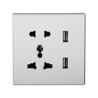 Evrensel 5 Pinli 13A Çok Fonksiyonlu Çift USB Bakır Evrensel Standart Topraklı Duvar Prizi