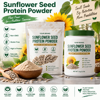 Poudre de protéines de graines de tournesol, protéines végétales véganes, emballage prêt à la vente en sachet, pot ou boîte pour les distributeurs et les propriétaires de marques, sans OGM