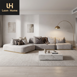 Sofá modular de tela beige moderno lujoso y elegante conjunto de sofá modular de tela crema tapicería contemporánea - Product Image 1