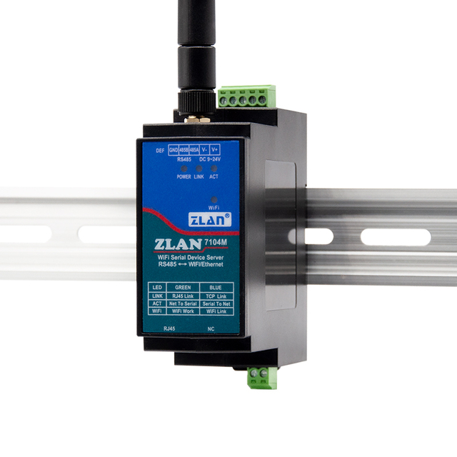 Wifi Serial Port Server RS485 to WIFI to Network Port Rail-mounted Wireless Industrial-grade ModbusTCP to RTU Module ZLAN7104M