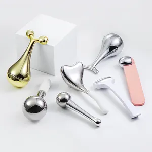 Face Skin Facial Massager Shimmer Polymer Gel Cold Massage Roller Ball Cooling Beauty Facial Ice Globes