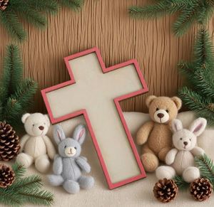 Personalized Baptism Cross Gift for Boys & Girls - Wooden <b>Christening</b> Keepsake with Sleep Prayer, Baby Dedication Present - Product Image 4