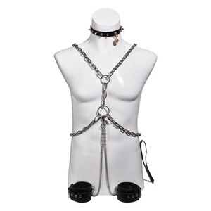 QKKQ BDSM - Cadena de Bondage, Ropa Interior Sexy para Hombre, Arnés Metálico, Cadena Fetiche con Collar y Esposas, Juguetes Sexuales Eróticos para Coqueteo - Product Image 1