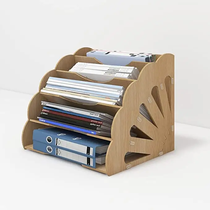 Деревянный офисный Веерообразный Настольный органайзер для файлов, бамбуковый Настольный сортировщик для хранения файлов