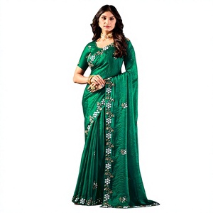 Vexotrend Indian Designer Women's <b>Velvet</b> Satin Saree Beautiful Patola Design Traditional Style Wedding Diwali Party Wear Wrinkle - Product Image 1