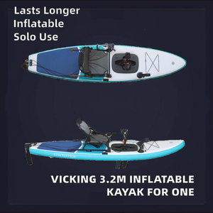 Kayak gonflable Vicking 3,2 m pour une personne, en PVC 0,9 mm, avec pédales, pour la navigation en mer, la pêche et les rivières - Product Image 2
