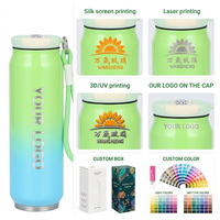 Bouteille d'eau portable isotherme en acier inoxydable 304 de 16 oz, personnalisée, avec couvercle et sangle, motif dégradé de canette de cola, idéale pour les cadeaux