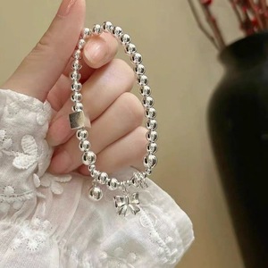 S925 Sterling Silver <b>Bow</b> Charm Bracelet For Women Elastic Rope Jewelry <b>Gift</b> - Product Image 4