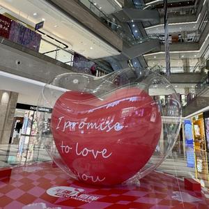 Nueva publicidad <span class=keywords><strong>de</strong></span> San Valentín iluminación Led PVC corazón inflable globo <span class=keywords><strong>de</strong></span> PVC doble capa corazón rojo inflable transparente - Product Image 1