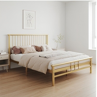 Base de colchón de listones de acero elegante color champán, estructura KD para cama individual/doble, marco de cama resistente para hotel/apartamento