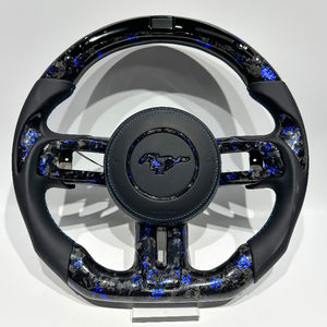 Volant en fibre de carbone forgée bleue pour <span class=keywords><strong>Mustang</strong></span>, unique avec LED pour <span class=keywords><strong>Ford</strong></span> <span class=keywords><strong>Mustang</strong></span> 2015 2018 2020 <span class=keywords><strong>2023</strong></span> avec cuir lisse - Product Image 6