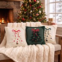 Housses de coussin de Noël 2026 les plus vendues en gros, nouveau style, taies d'oreiller sapin de Noël, coussins décoratifs personnalisés pour canapé de fêtes