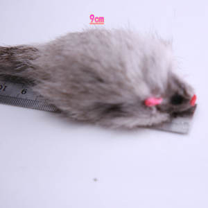 Grosir mainan kucing bulu kelinci dengan tikus berlari Mini lucu bermain tikus abu-abu mainan warna kucing - Product Image 3