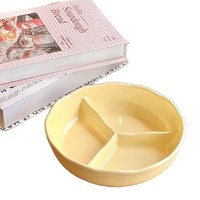 Assiette de contrôle des portions en céramique à 3 compartiments, réutilisable, plat bariatrique pour enfants et adultes, compatible micro-ondes et lave-vaisselle