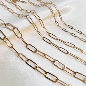 Gioielli da donna alla moda PVD placcato oro 18 carati in acciaio inossidabile rettangolo piatto piccola graffetta graffetta collana a maglie catena del corpo - Product Image 2