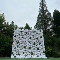 Dinding Bunga Mawar Hydrangea 3D Edisi Deluxe Kustom untuk Latar Belakang Pernikahan, Kain Peony Campuran untuk Dekorasi Pesta Pernikahan Luar Ruangan