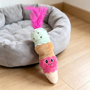 Juguete de Peluche para Gatos con Forma de Cono de Helado, Suave y Acolchado, con Cola de Plumas Esponjosas, Interactivo, para Masticar y Jugar - Product Image 4