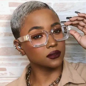 Lunettes <span class=keywords><strong>de</strong></span> lecture carrées surdimensionnées pour hommes et femmes, marque <span class=keywords><strong>de</strong></span> luxe 2024, verres transparents, montures épaisses, anti-lumière bleue - Product Image 2