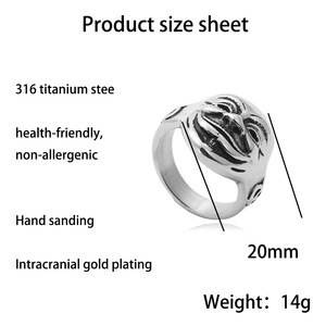Men's Titanium Steel Clown Mask <b>Ring</b> Retro Punk Style Skeleton Design Gift Jewelry 27054 - Product Image 5