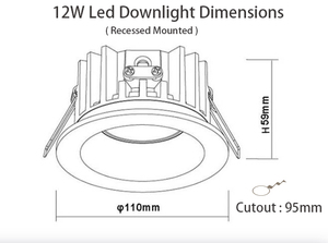 Cct 12 Watt thay đổi độ sáng có thể điều chỉnh Trắng Downlight cri95 + Downlight dẫn xuống ánh sáng PWM loxone thay đổi độ sáng - Product Image 5