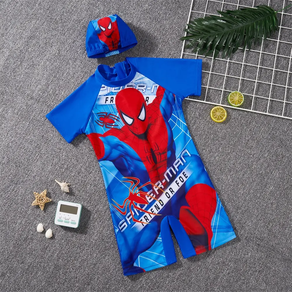 2023 Sommer neue Kinder Badeanzug Jungen und Mädchen mittlere Kinder einteiligen Badeanzug Badeanzug Cartoon Anzug Spiderman-Stil