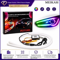 Projecteur LED Gobo pour voiture, bande lumineuse de jour à balayage de démarrage, contrôlée par application, multicolore, guide de lumière bicolore