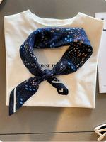 Foulard en coton botanique bleu marine style forêt 55*55cm, bandana léger, foulard de cou, couvre-chef en tissu respirant pour activités de plein air
