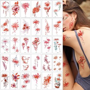 Tatouages temporaires traditionnels pour hommes et femmes, petits motifs floraux tribaux, noirs et colorés, pour jambes, bras et épaules - Product Image 1