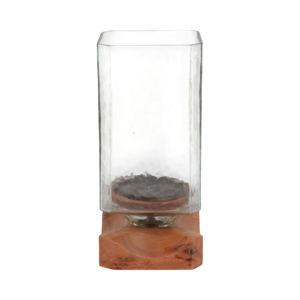 Wood And Glass <b>Candle</b> Holder <b>Hurricane</b> Contemporary Pillar Candlestick For Dining Table Centerpieces - Product Image 1