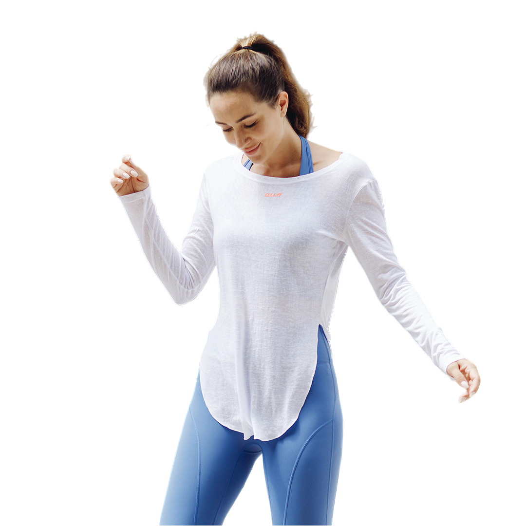 Long-Sleeve Lightweight Breathable Four-Way Stretch Plus Size Wholesale T-Shirt Cover-Up Yoga Casual Fitness Quick-Dry Side-Slit