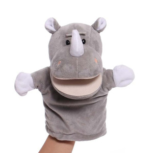 7846 Adorable peluche Animal rhinocéros marionnettes à main jouets avec <span class=keywords><strong>bouche</strong></span> ouverte pour jeu de rôle préscolaire contes peluche rhinocéros marionnette - Product Image 1