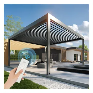 현대 야외 정원 생체 기후 알루미늄 Pergola 키트 방수 루버 지붕 시스템 전망대