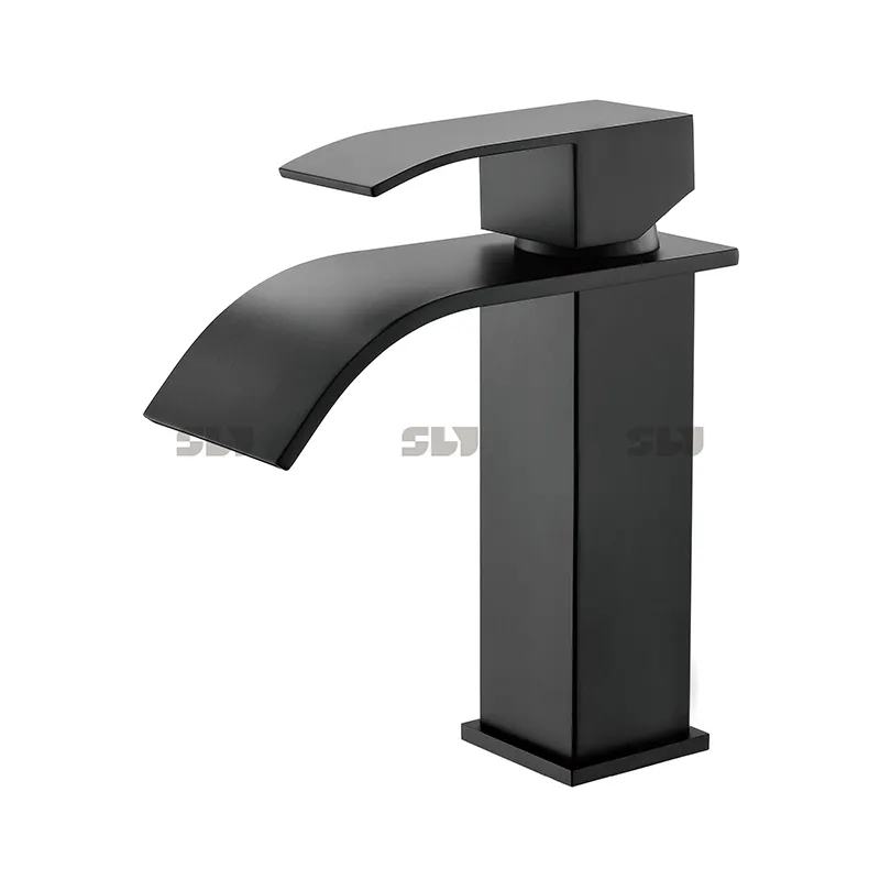 WATERFALL Luxury High Quality Bathroom Mixer Faucet Basin Tap Faucet Black Waterfall Basin Bathroom Faucet