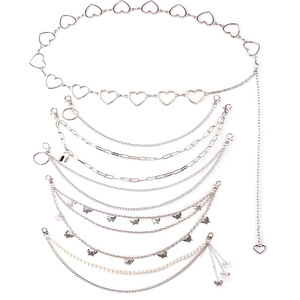 Ensemble de chaînes de taille pour femmes, pendentif cœur et papillon en alliage de zinc, bijoux de fête, accessoire de mode multicouche - Product Image 1