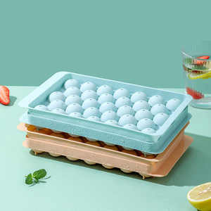 Round Ice Cube Tray With Lid Stackable 33 Cavities For Home Use Pink And Blue - Product Image 2