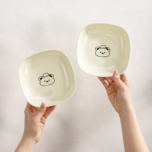 ชุดจานพลาสติกสไตล์นอร์ดิกสีครีมสำหรับใส่ของว่างผลไม้ใช้ในครัวเรือน - Product Image 3