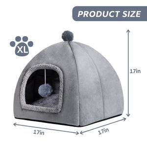 Cama de Algodón para Gato, Cueva Acogedora, Textil Suave, Casa Bonita, Lavable, Extraíble, Cama Cálida para Gatos y Perros Pequeños - Product Image 2