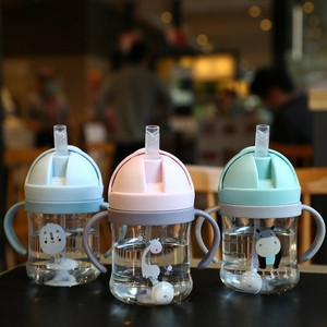 Tazza con cannuccia da 250 ml a forma di cartone animato per bambini e neonati, tazza per imparare a bere, borraccia con cannuccia e manico a sfera gravitazionale, tazza per l'alimentazione - Product Image 3