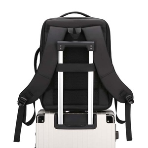 FD-033 Modern Polyester Laptop <b>Backpack</b> Air Cushion Belt Large Capacity Handle Closure Black Minimalist Design for - Product Image 3