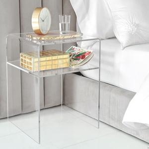 Mesita de noche de acrílico transparente, cómoda y moderna con estantes, mesa de centro lateral de acrílico transparente para dormitorio - Product Image 3