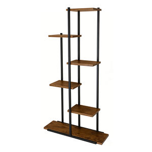 Organisateur de plantes à plusieurs niveaux en <span class=keywords><strong>bois</strong></span> rustique et métal noir, étagère pour pots de fleurs pour l'intérieur, la maison, le patio et le jardin - Product Image 1