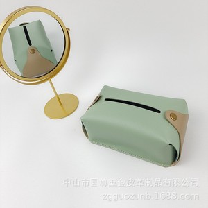 Caja de pañuelos de cuero fantástica para almacenamiento, color verde y naranja, impermeable, multiusos, para uso en el hogar y el coche - Product Image 5