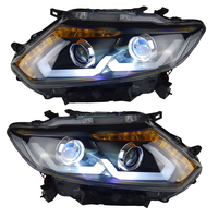 Pour X-Trail 2014-2016 : Ensemble de phares à double lentille, projecteur LED bi-feux, clignotants séquentiels dynamiques, boîtier noir, DRL T32