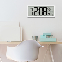 LEIKE Jam Dinding Digital Besar 15 inci Set Tiga Bagian dengan Alarm, Layar LCD, Pengaturan Waktu Musim Panas Otomatis, Temperatur, Desain Art Deco