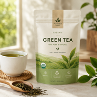 Sachet Doypack Personnalisé en Papier Kraft Brun Imprimé, Emballage Écologique pour Thé, Salades et Thé Vert en Vrac 100g